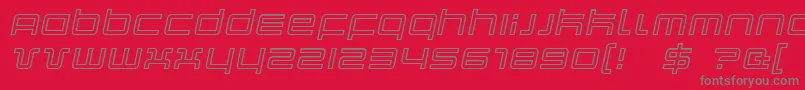 QuarkOutlineItalic-Schriftart – Graue Schriften auf rotem Hintergrund