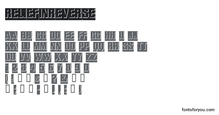 Schriftart Reliefinreverse – Alphabet, Zahlen, spezielle Symbole