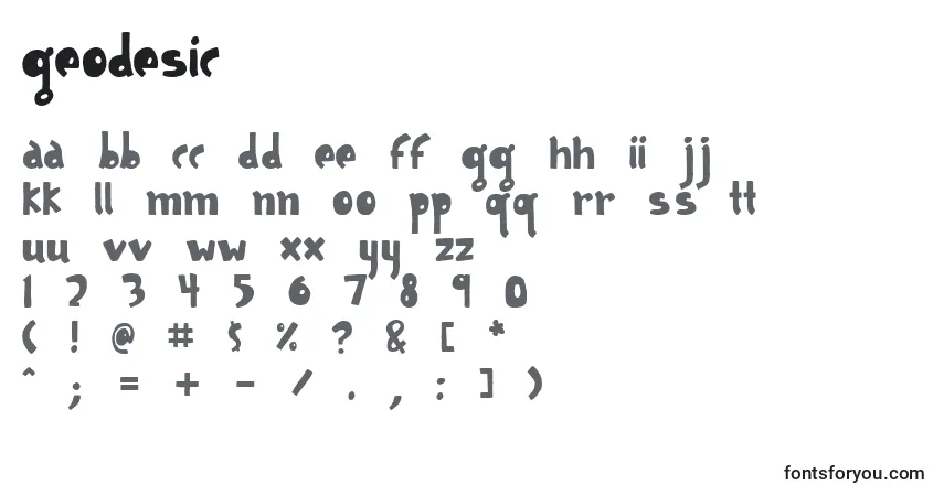 A fonte Geodesic – alfabeto, números, caracteres especiais