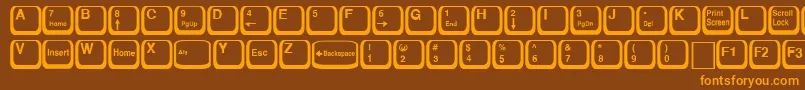 KeyRegular-Schriftart – Orangefarbene Schriften auf braunem Hintergrund