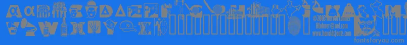 AlphaBravo Font – Gray Fonts on Blue Background