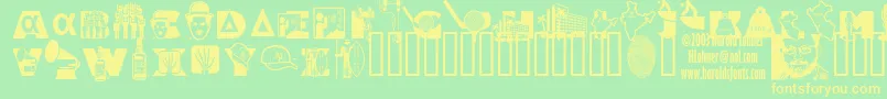 AlphaBravo Font – Yellow Fonts on Green Background