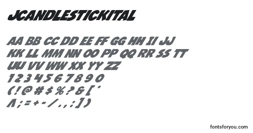 Schriftart Jcandlestickital – Alphabet, Zahlen, spezielle Symbole