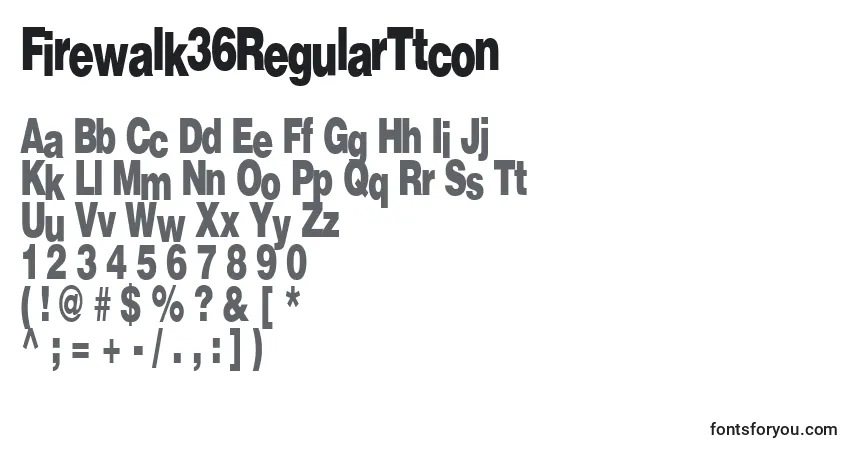 A fonte Firewalk36RegularTtcon – alfabeto, números, caracteres especiais