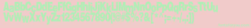 Fonte Firewalk36RegularTtcon – fontes verdes em um fundo rosa