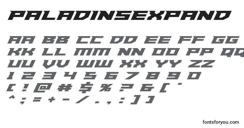 Paladinsexpand-fontti – aakkoset, numerot, erikoismerkit