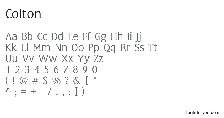 Schriftart Colton – Alphabet, Zahlen, spezielle Symbole