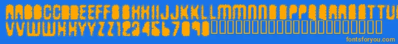 Antkille-Schriftart – Orangefarbene Schriften auf blauem Hintergrund