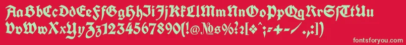 KochFraktur Font – Green Fonts on Red Background