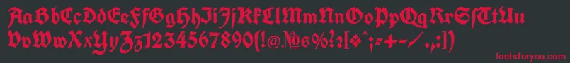 KochFraktur-Schriftart – Rote Schriften auf schwarzem Hintergrund