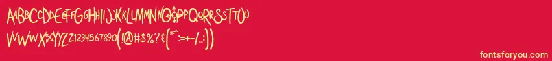 Shoestor Font – Yellow Fonts on Red Background
