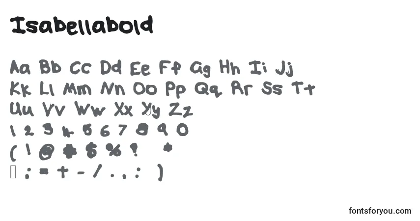 Czcionka Isabellabold – alfabet, cyfry, specjalne znaki