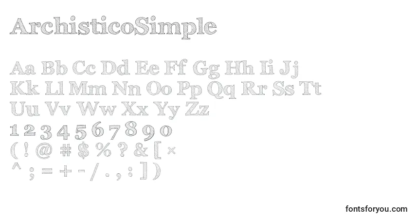 Czcionka ArchisticoSimple – alfabet, cyfry, specjalne znaki