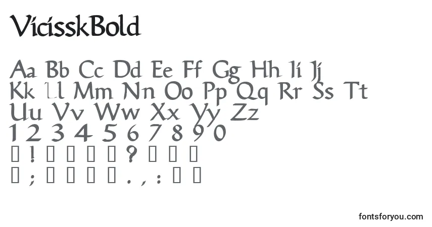 A fonte VicisskBold – alfabeto, números, caracteres especiais