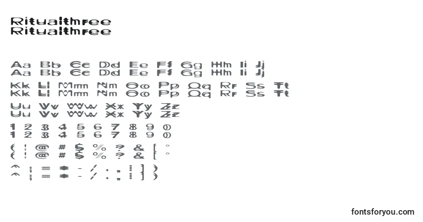 Czcionka Ritualthree – alfabet, cyfry, specjalne znaki