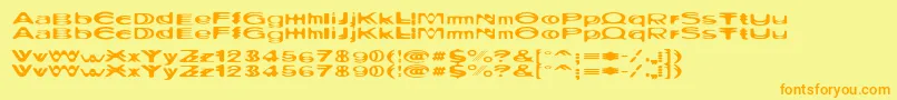 Ritualthree-Schriftart – Orangefarbene Schriften auf gelbem Hintergrund