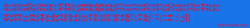 Ritualthree-Schriftart – Rote Schriften auf blauem Hintergrund