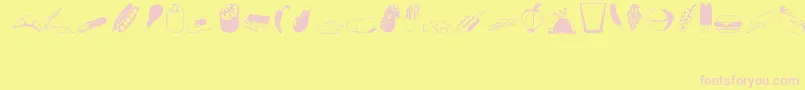 001Eda-fontti – vaaleanpunaiset fontit keltaisella taustalla