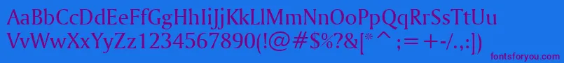 AmerigoBt-Schriftart – Violette Schriften auf blauem Hintergrund