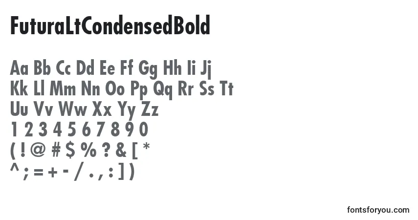 FuturaLtCondensedBoldフォント–アルファベット、数字、特殊文字
