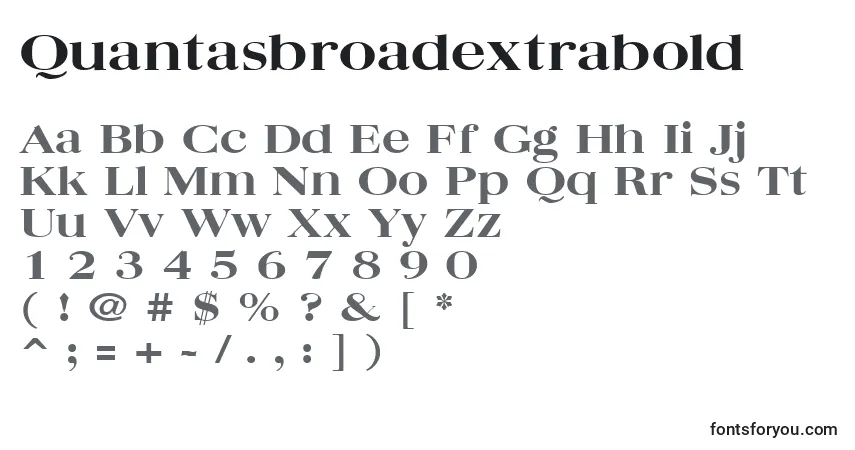 A fonte Quantasbroadextrabold – alfabeto, números, caracteres especiais