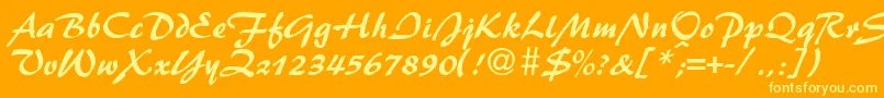 Czcionka PattydbNormal – żółte czcionki na pomarańczowym tle