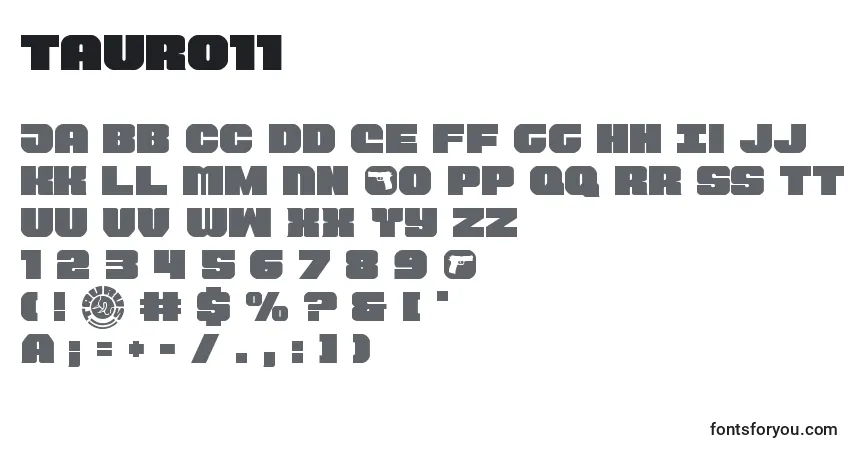 Czcionka Tauro11 – alfabet, cyfry, specjalne znaki