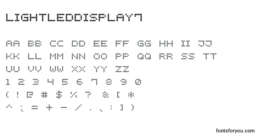 Czcionka LightLedDisplay7 – alfabet, cyfry, specjalne znaki