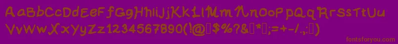 Fonte LeDantesSuperSpecialFont – fontes marrons em um fundo roxo