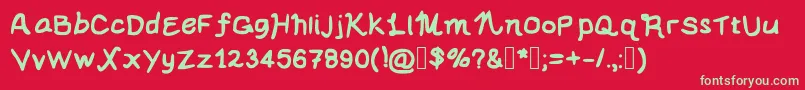 Fonte LeDantesSuperSpecialFont – fontes verdes em um fundo vermelho