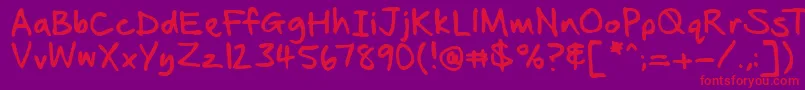 Seanhand-Schriftart – Rote Schriften auf violettem Hintergrund