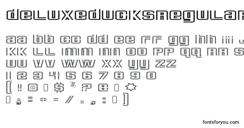 A fonte DeluxeducksRegular – alfabeto, números, caracteres especiais