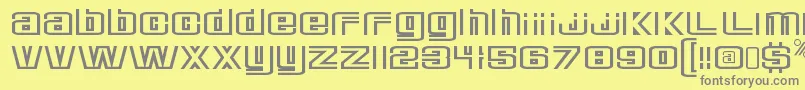 DeluxeducksRegular-fontti – harmaat kirjasimet keltaisella taustalla