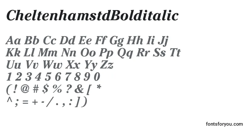 Czcionka CheltenhamstdBolditalic – alfabet, cyfry, specjalne znaki