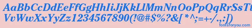 CheltenhamstdBolditalic-Schriftart – Blaue Schriften auf rosa Hintergrund