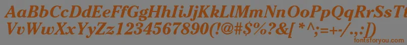 フォントCheltenhamstdBolditalic – 茶色の文字が灰色の背景にあります。