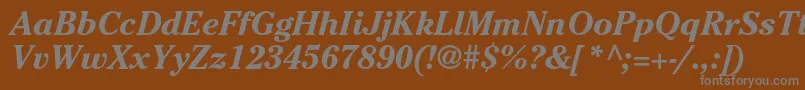 CheltenhamstdBolditalic-Schriftart – Graue Schriften auf braunem Hintergrund