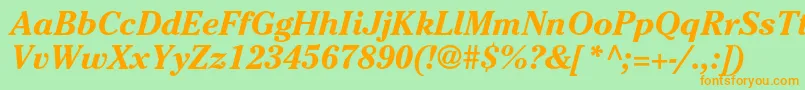 CheltenhamstdBolditalic-Schriftart – Orangefarbene Schriften auf grünem Hintergrund
