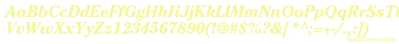 CheltenhamstdBolditalic-Schriftart – Gelbe Schriften auf weißem Hintergrund