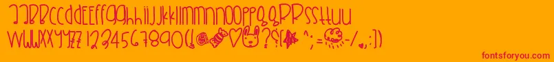 Citrusgrapefruit-Schriftart – Rote Schriften auf orangefarbenem Hintergrund
