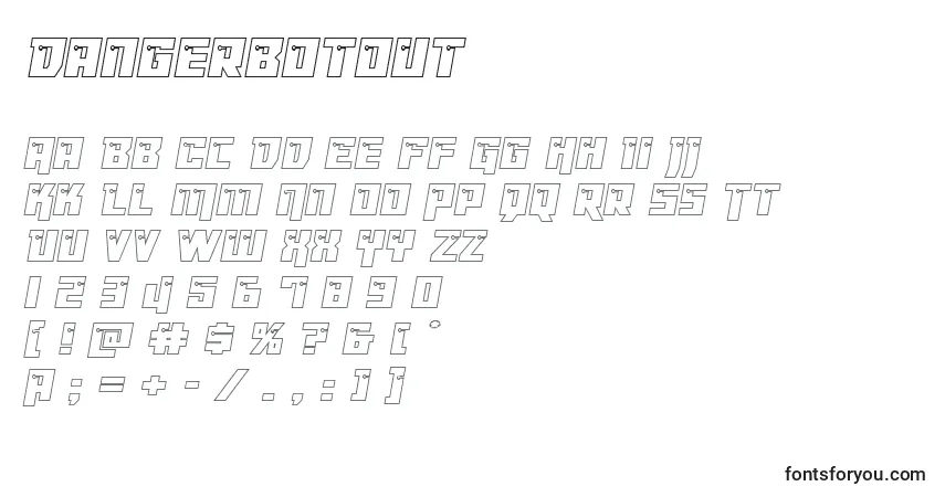 Czcionka Dangerbotout – alfabet, cyfry, specjalne znaki
