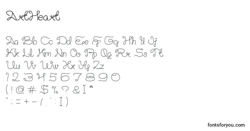 Schriftart ArtHeart – Alphabet, Zahlen, spezielle Symbole
