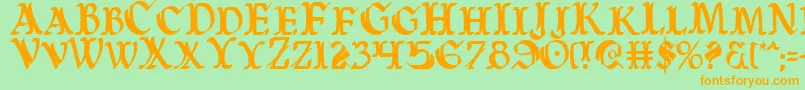 Warasgardc Font – Orange Fonts on Green Background