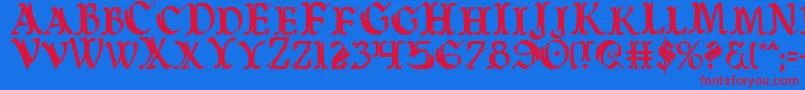 Warasgardc Font – Red Fonts on Blue Background