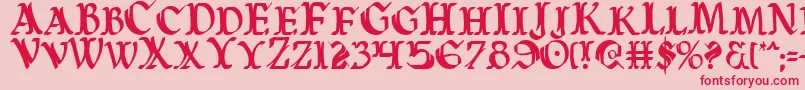 フォントWarasgardc – ピンクの背景に赤い文字