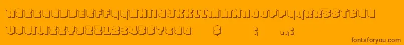 Fonte NowyGeroy4fShadow – fontes marrons em um fundo laranja