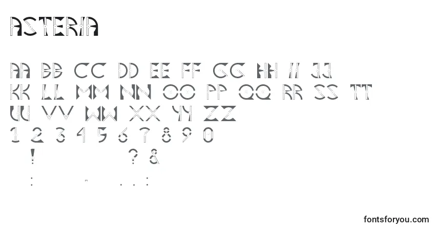 A fonte Asteria – alfabeto, números, caracteres especiais