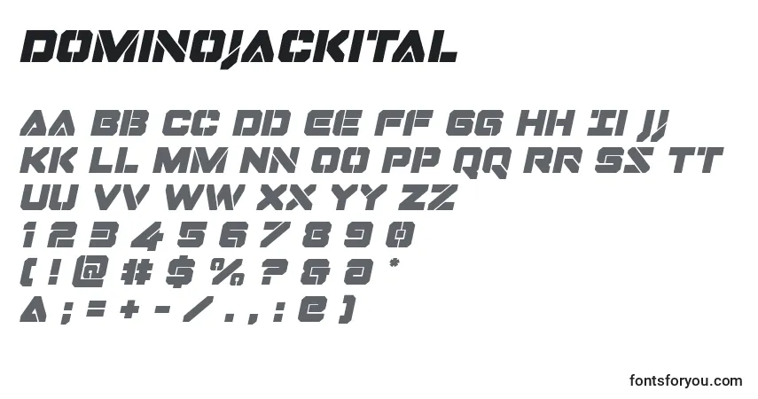 Dominojackitalフォント–アルファベット、数字、特殊文字