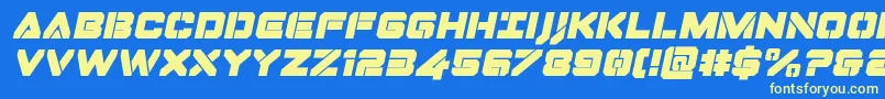 フォントDominojackital – 黄色の文字、青い背景