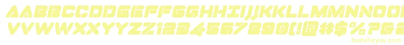 Dominojackital-Schriftart – Gelbe Schriften auf weißem Hintergrund